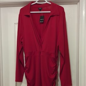 Torrid Scarlet Long Sleeve V-Neck Dress